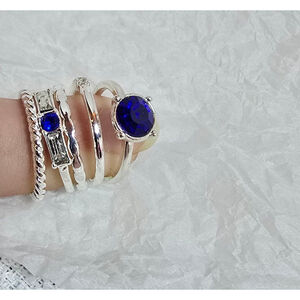 Women's Unbranded Rings Silver Blue Stackable Set